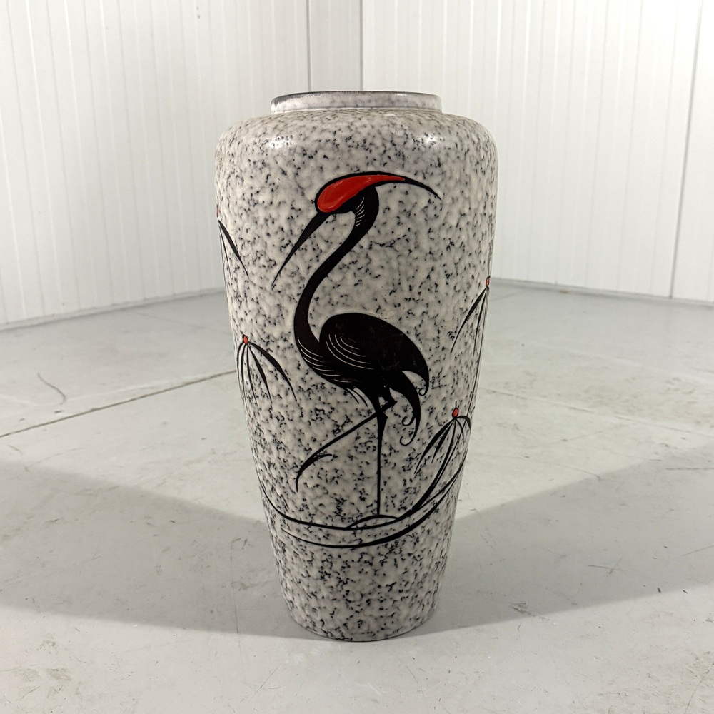 West German Pottery Crane Floor Vase