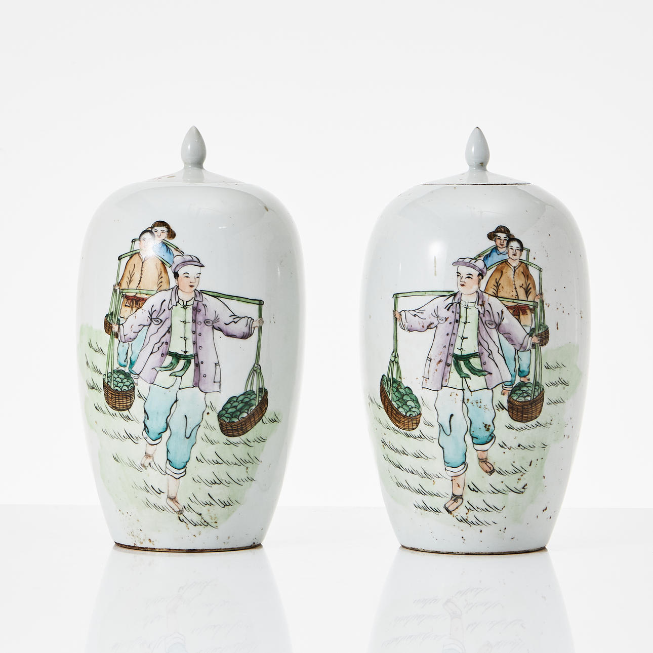 Pair of Porcelain Urns