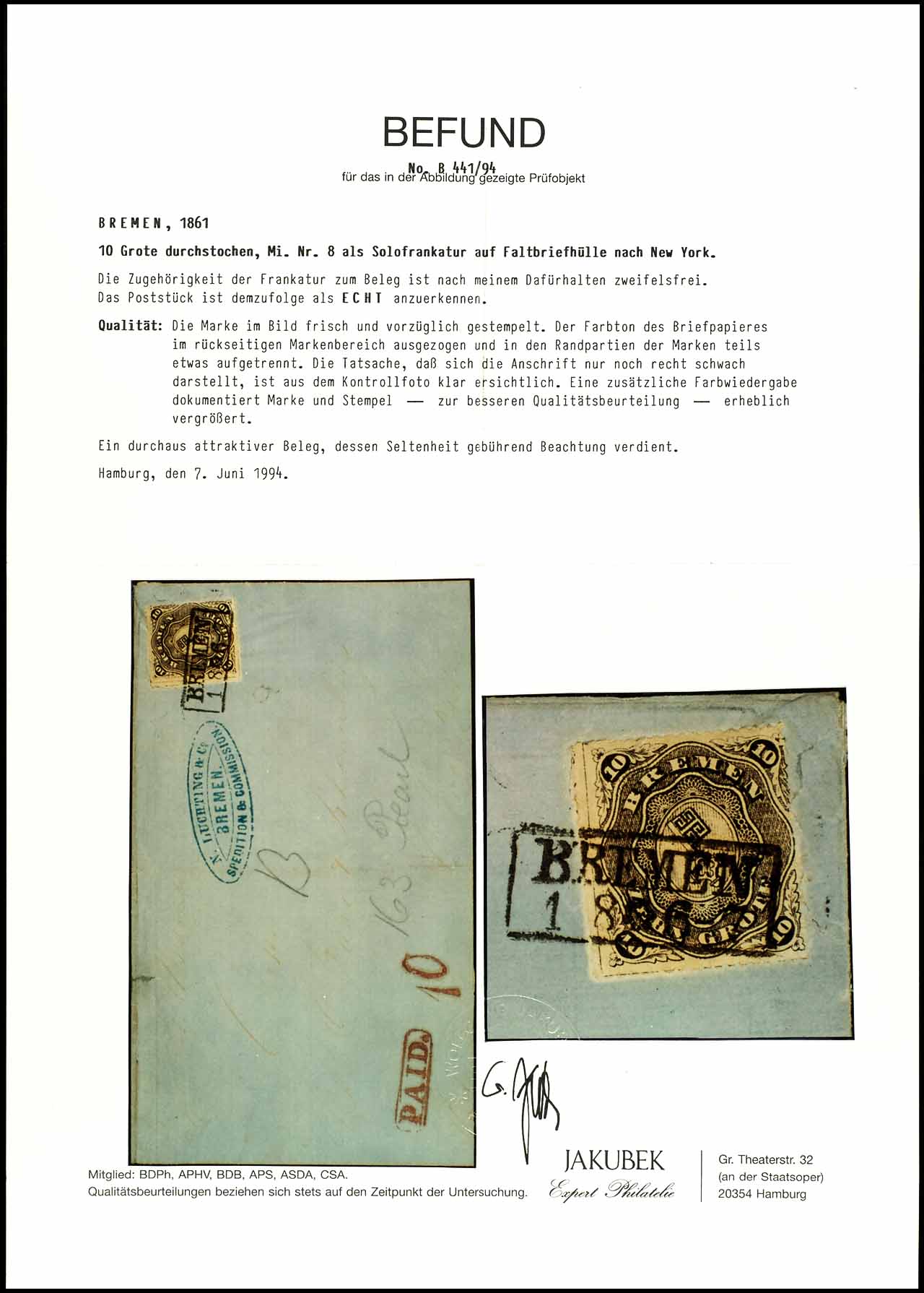 10 Grote Black Stamp on Letter