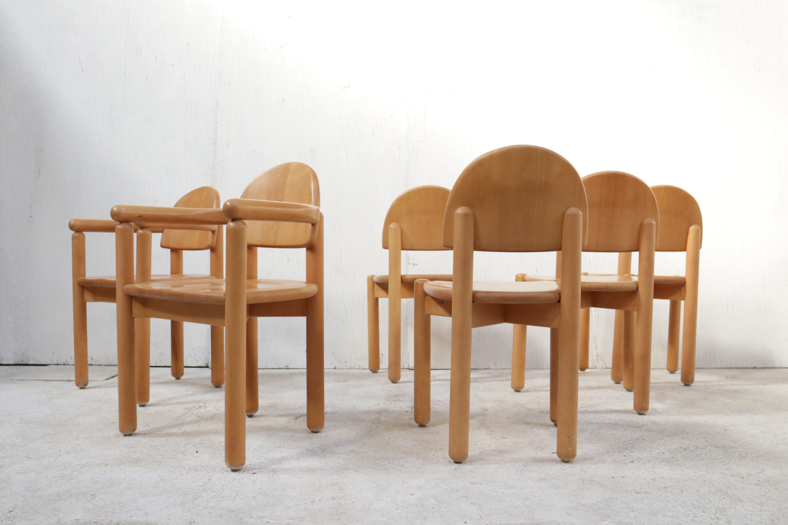 Set of Six chairs solid beechwood by Rainer Daumiller for Hirtshals, 1970s