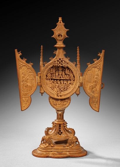 Boxwood Micro-Sculpture Triptych: The Last Judgment