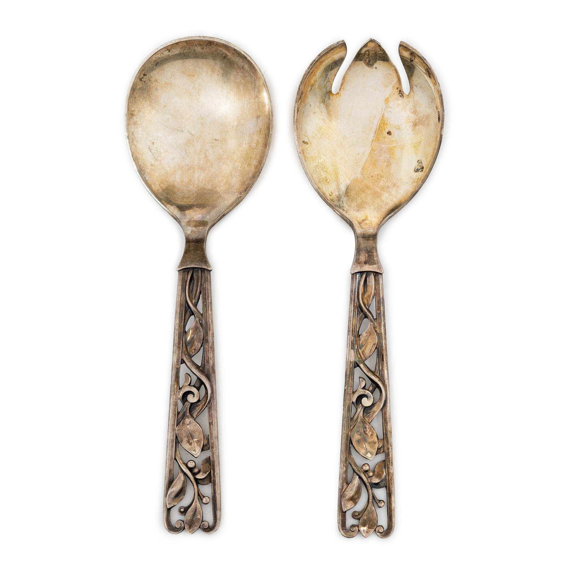 Pair of Silver Salad Cutlery