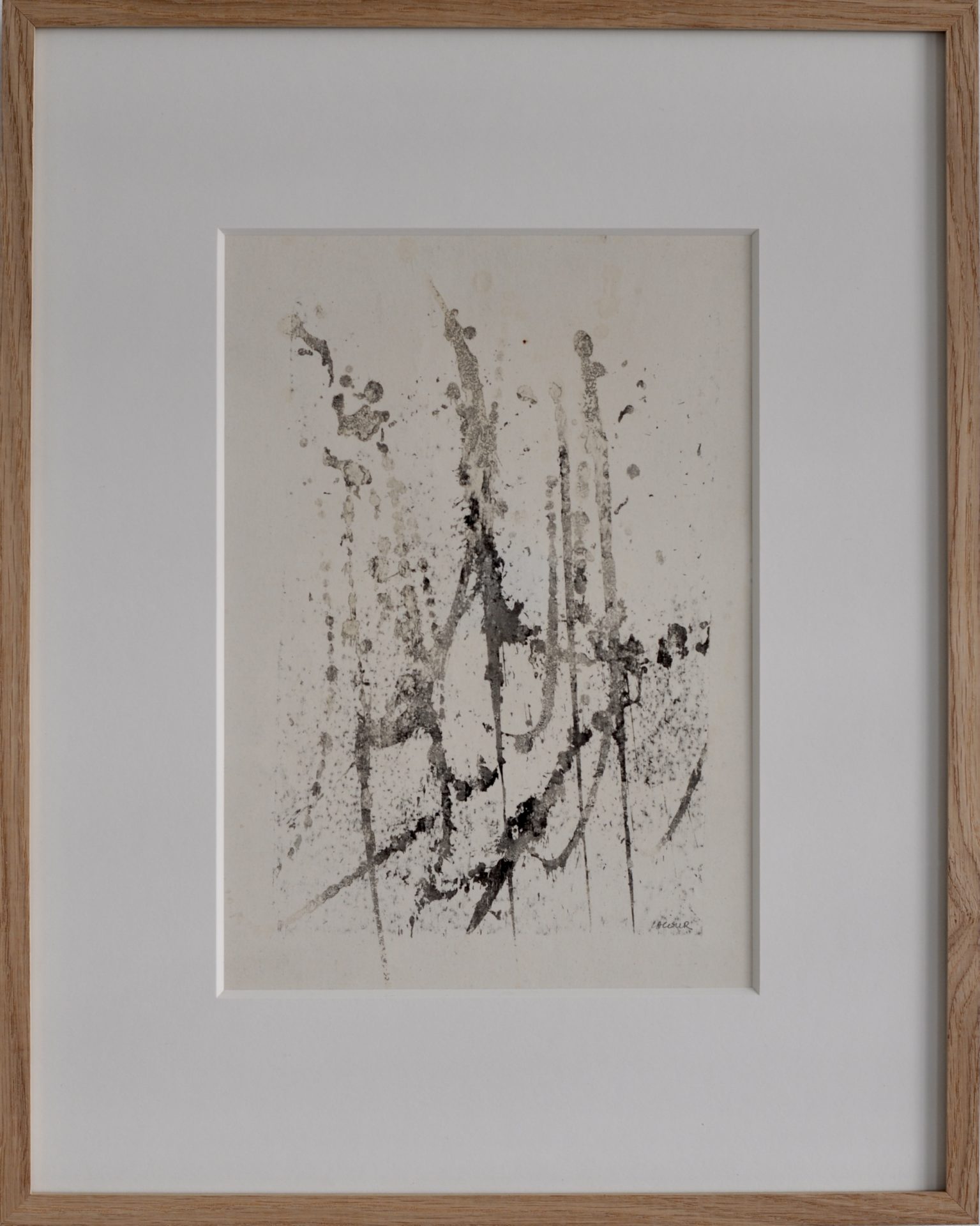1960 Abstract Monotype Print by Simone Lacour