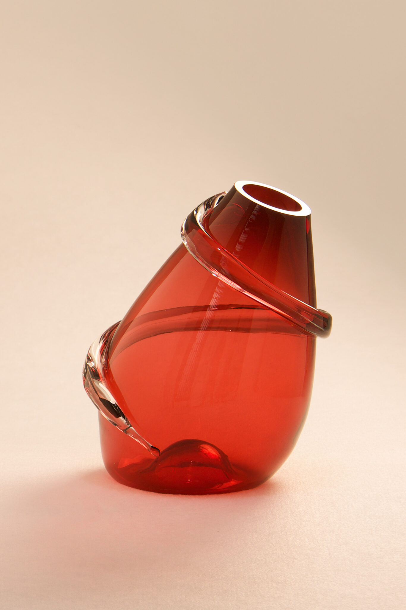 Drop Big Spiral Red Glass Vase