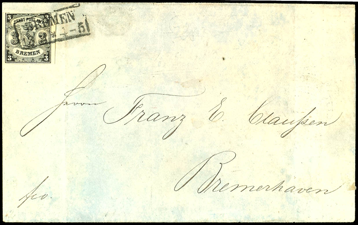Grote Black on Blue-Grey Striped Paper Stamp