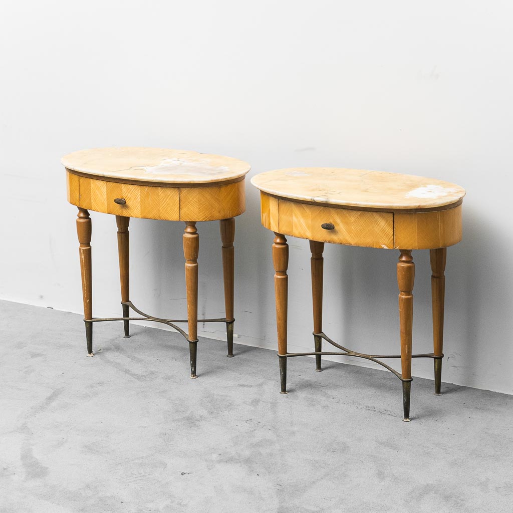 Pair of Marble Top Nightstands