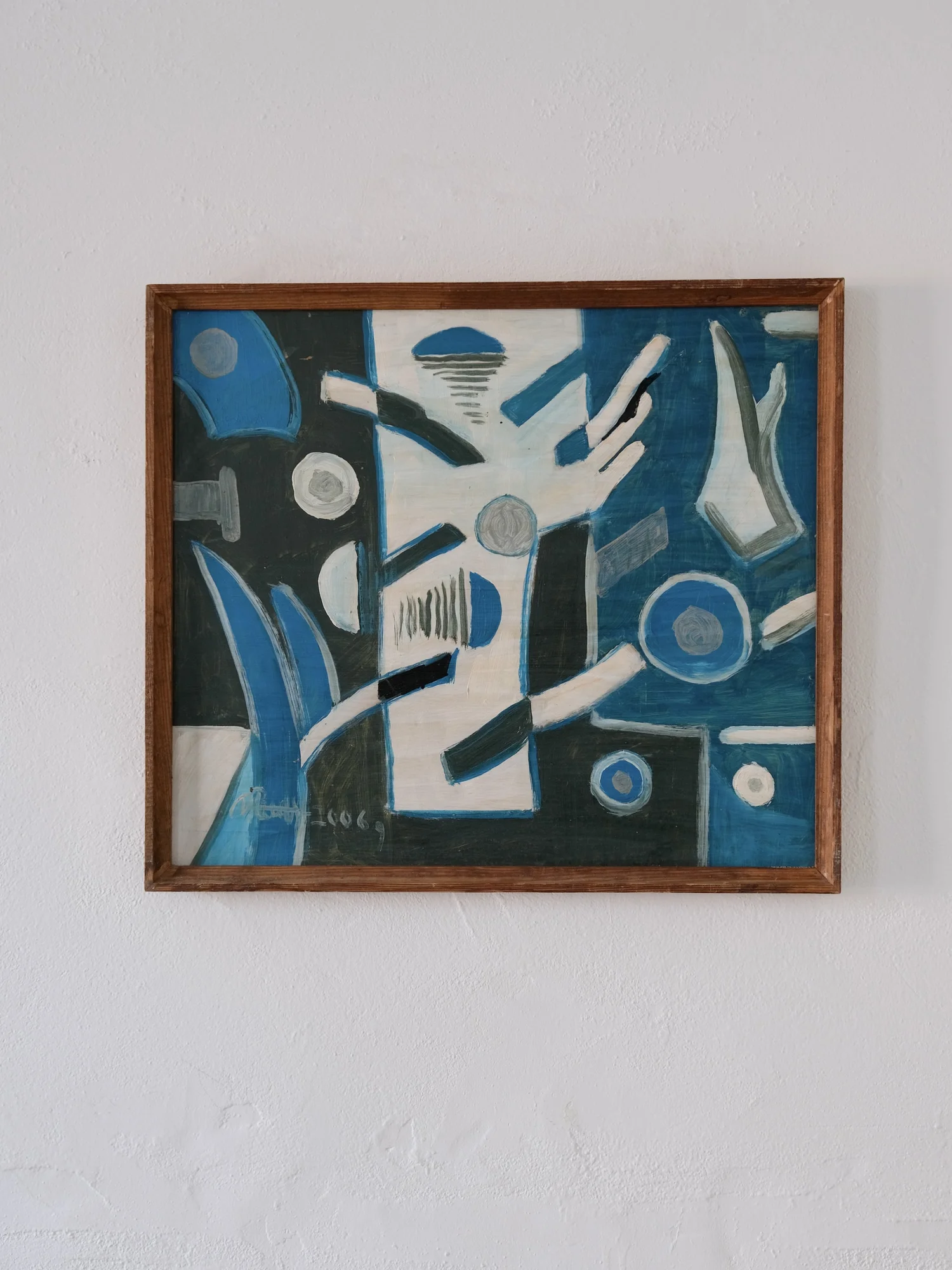 Blue Abstract Painting "Items" by Uldis Rēdelis
