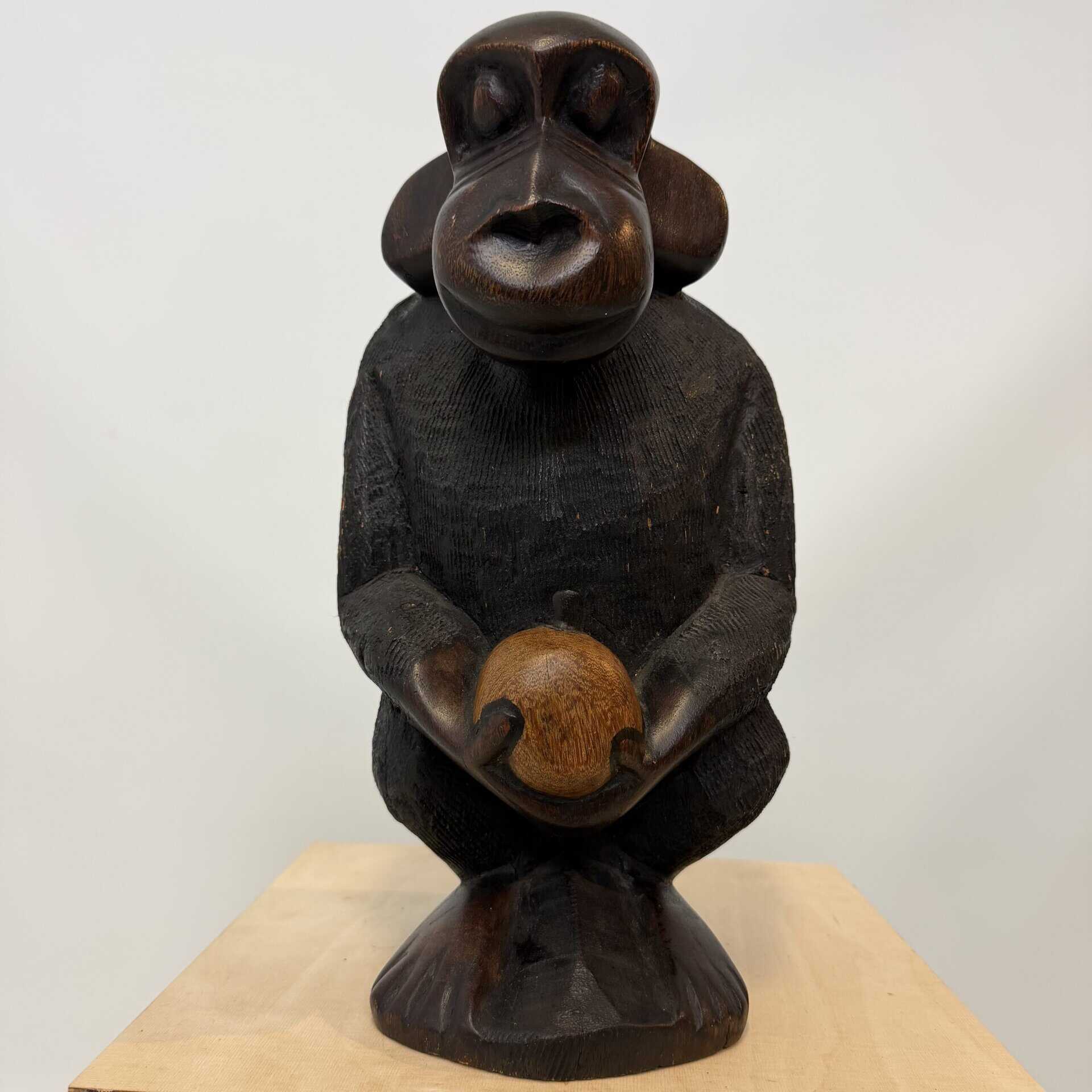 Hand-Carved African Monkey Sculpture