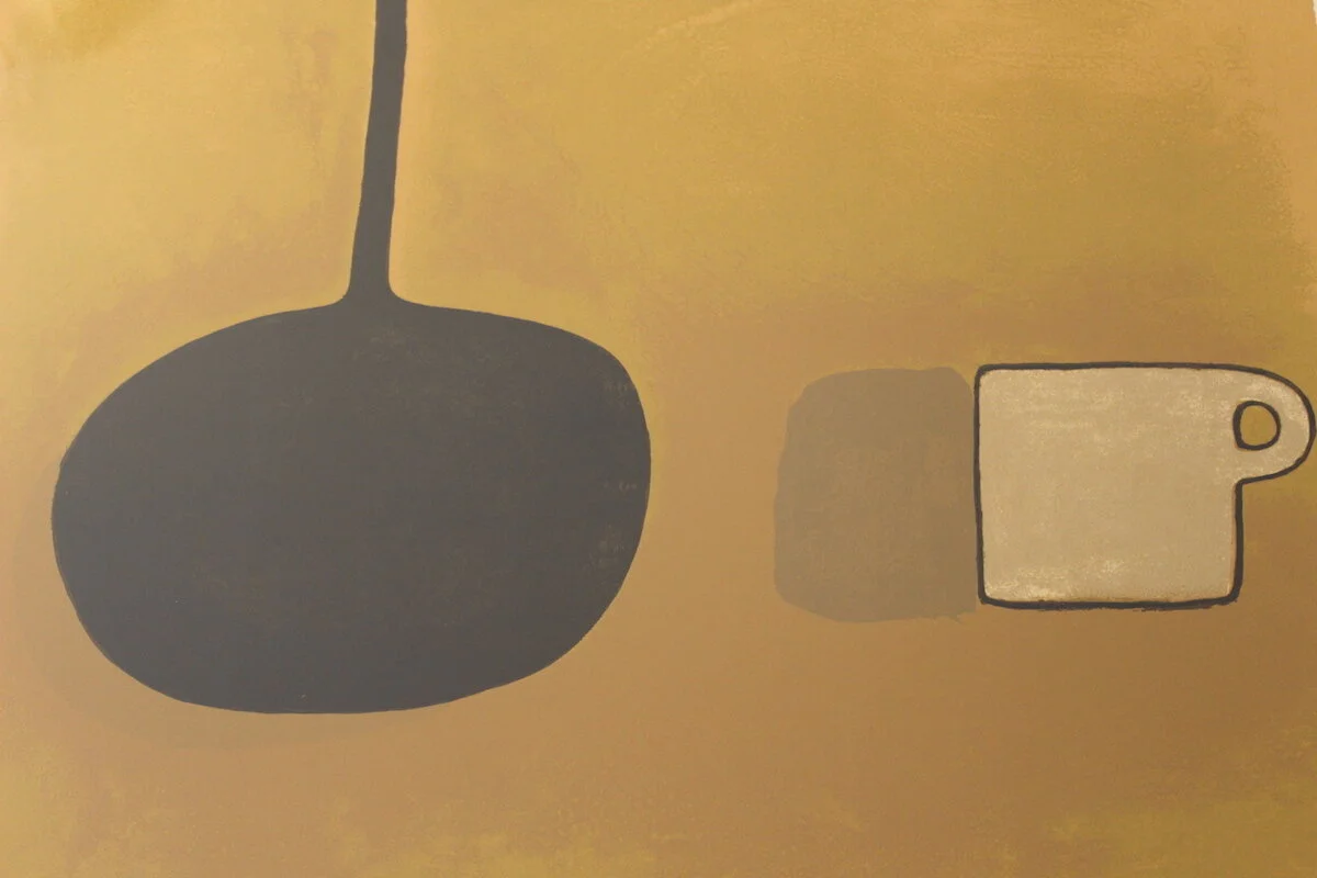 William Scott Screenprint 'Black Pan, Beige Cup on Brown'