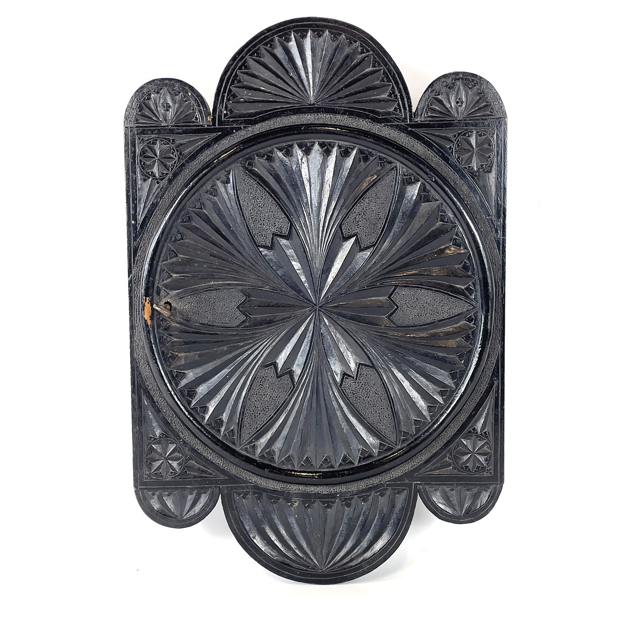 Painted Wood Key Cabinet with Chip Carving