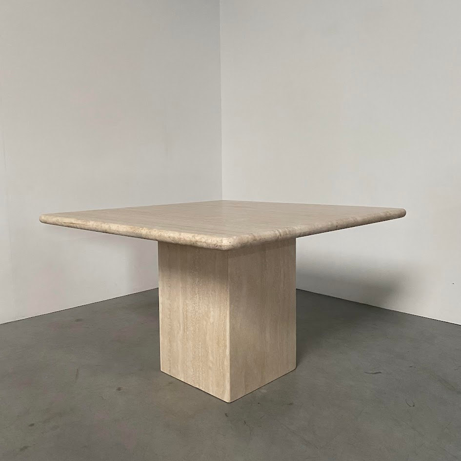 Square Italian Travertine Dining Table