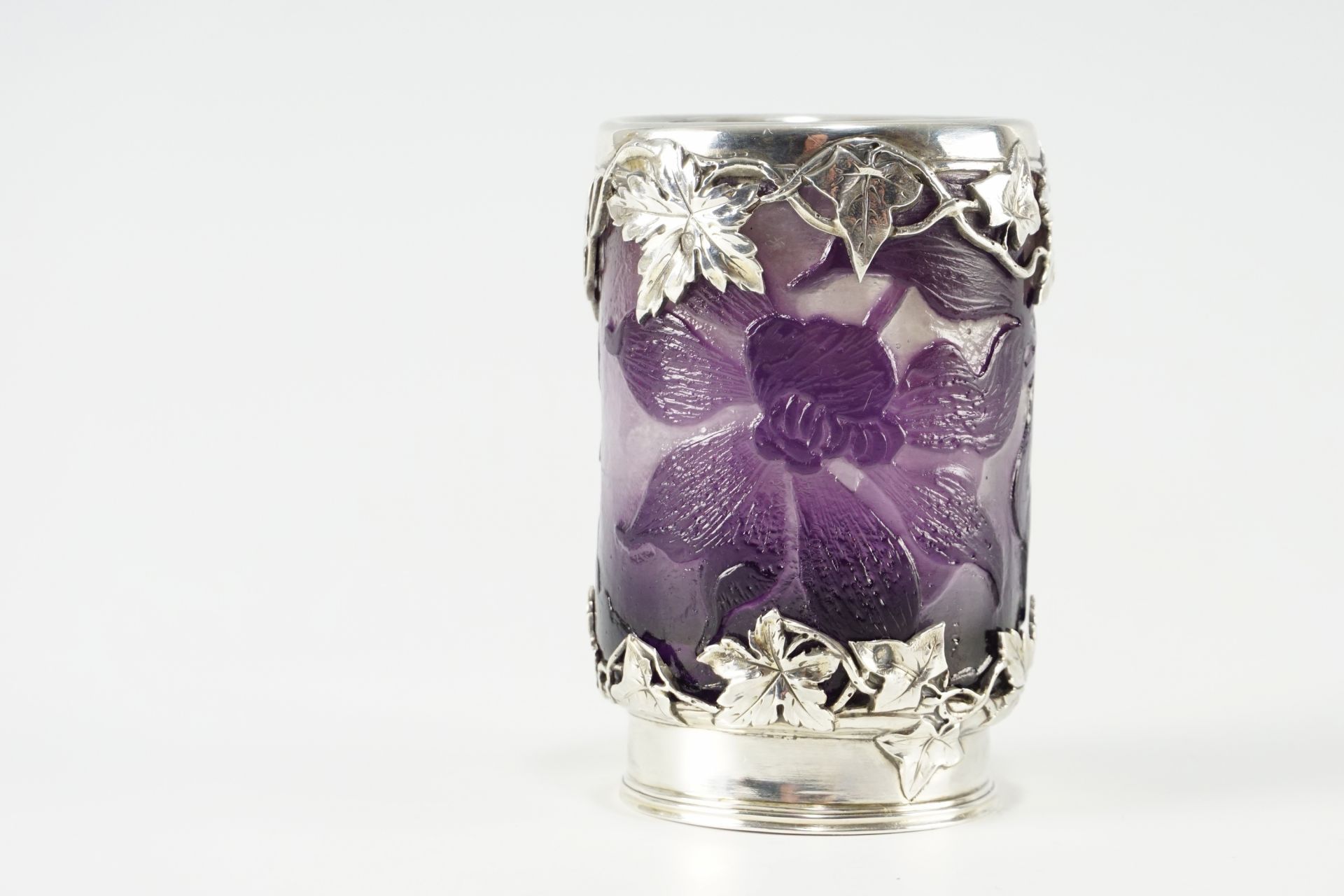 Emile Galle Clematis Vase with Silver Mount