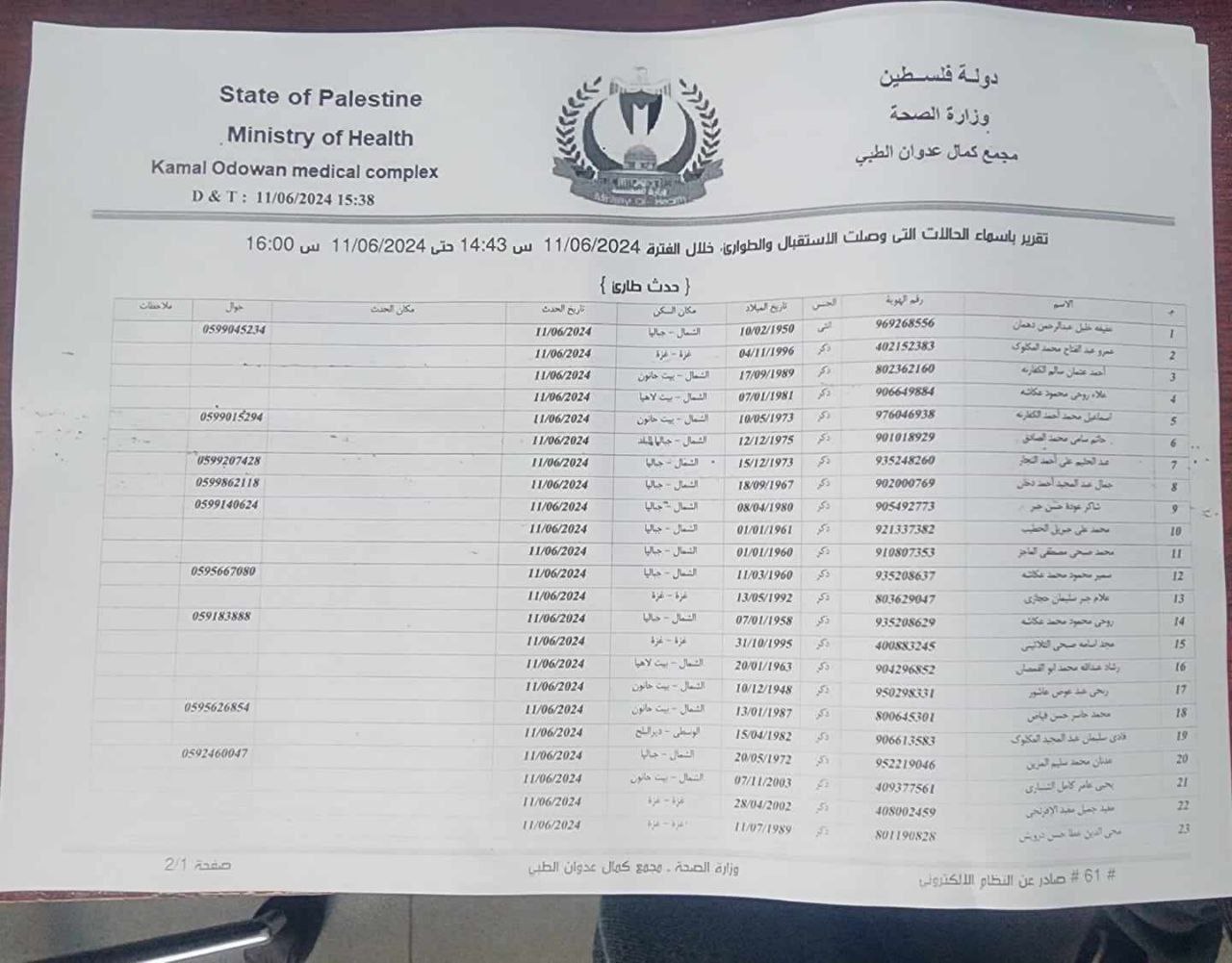 Image of Israeli military officer statement