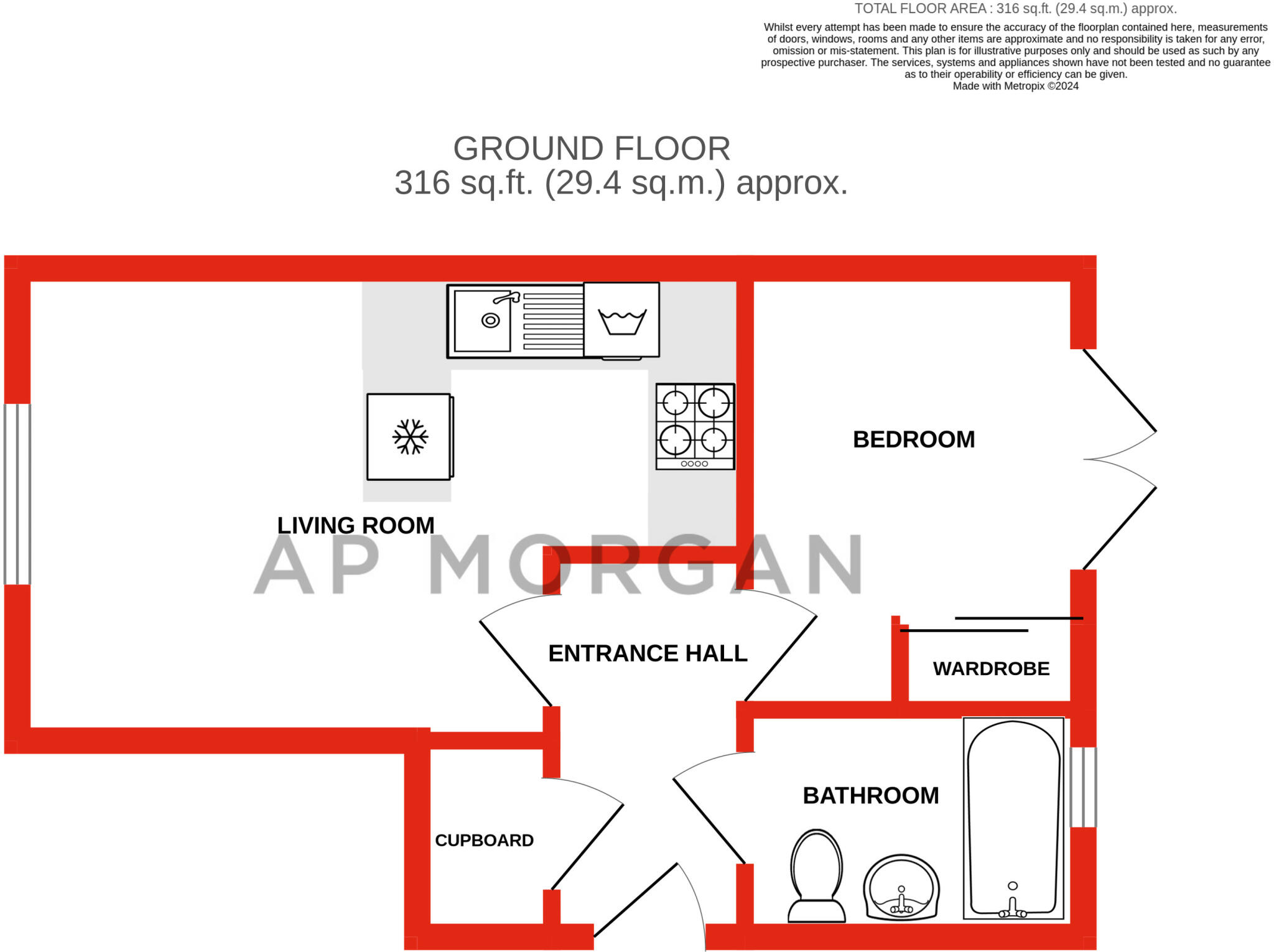 1 bed Ground Flat