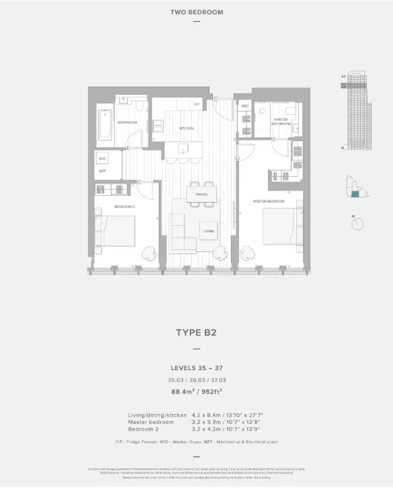 INVESTMENT - A Leasehold Two Bedroom Flat Located on the 36th floor of the iconic One Bishopsgate Plaza