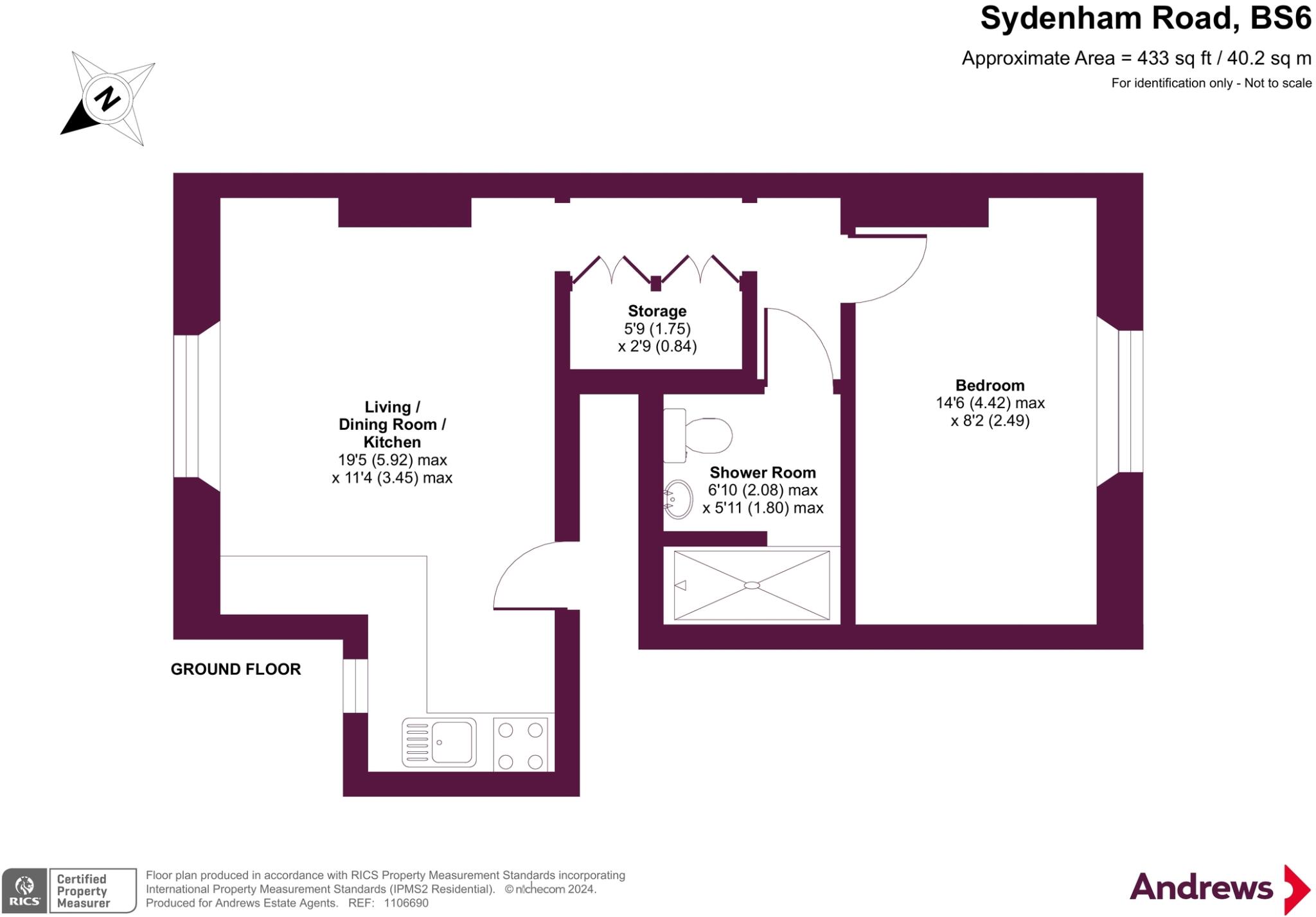 1 bed Ground Flat
