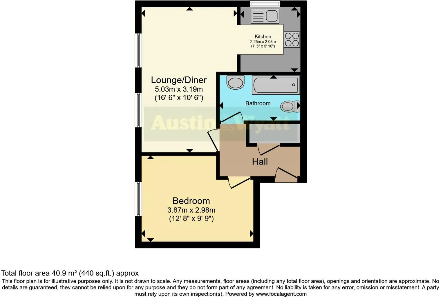 1 bed Ground Flat