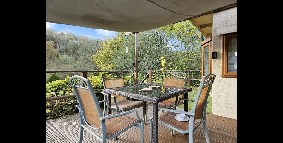 Two bedroom riverside chalet built on stilts to prevent the risk of flooding
