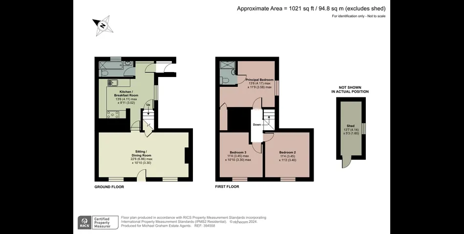 Grade II listed three bedroom end of terrace cottage.