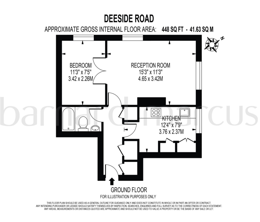 1 bed Ground Flat