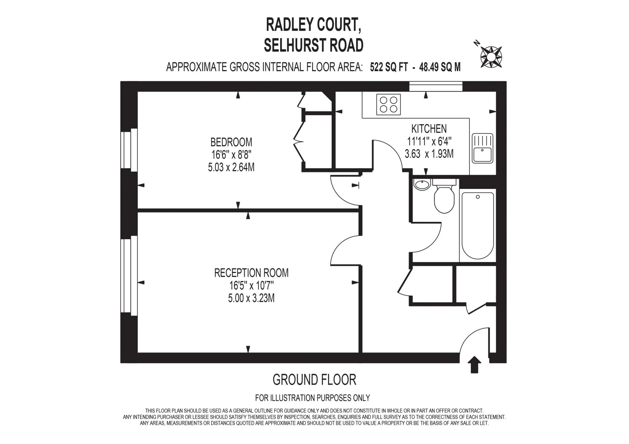 1 bed Ground Flat
