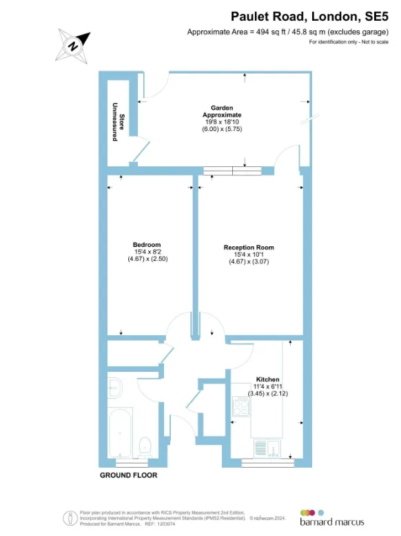 1 bed Ground Flat