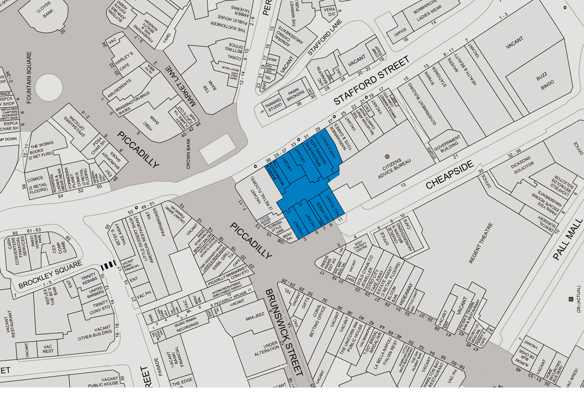 3, 5, 9, 11 Cheapside and 29–39 (odd) Stafford Street, Hanley, Stoke-on-Trent, Staffordshire ST1 1HL