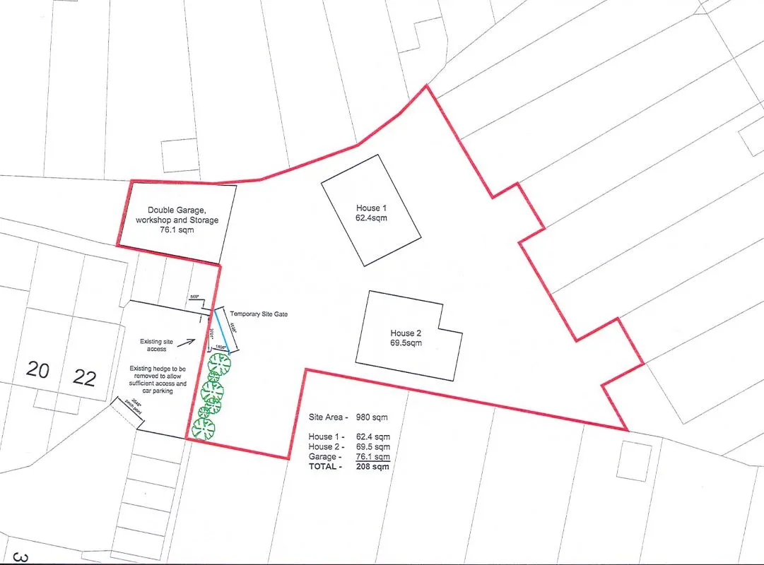 Freehold Building Plot with Outline Planning For Two 3 Bed Detached Houses