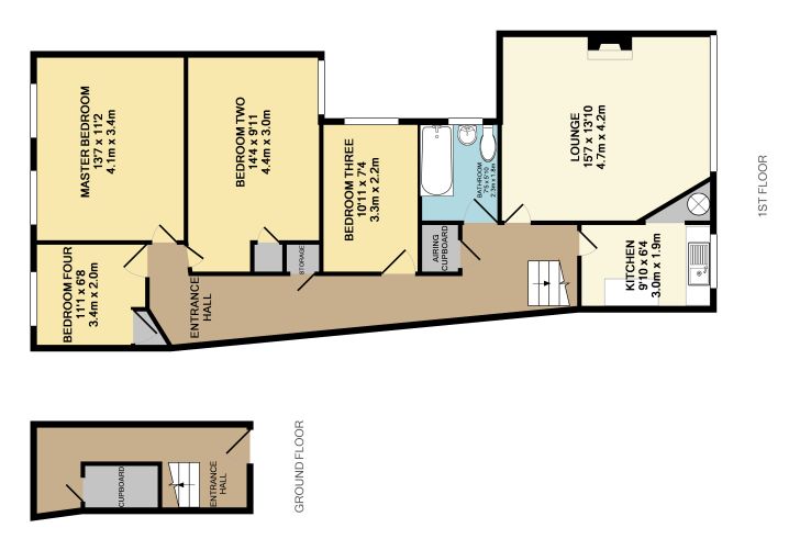 BUY TO LET/RE-DEVELOPMENT OPPORTUNITY: A FOUR BEDROOM VACANT FLAT WITH A POTENTIAL INCOME OF £9300 PER ANNUM, A 10.9% YIELD OF THE GUIDE PRICE.