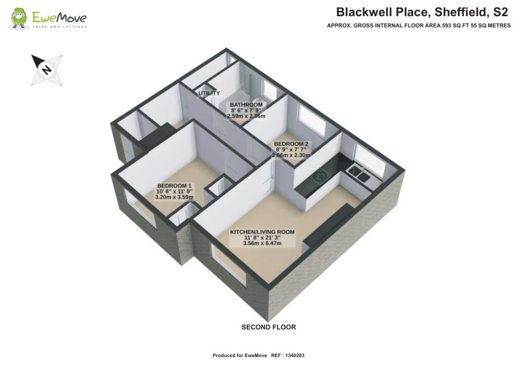 2 bed Block of Apartments