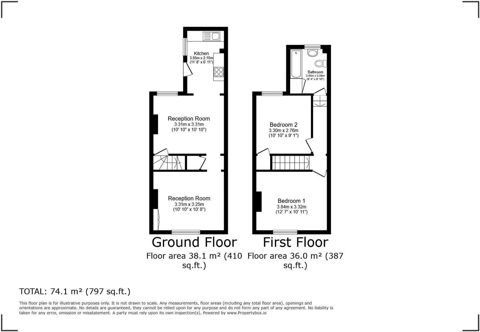 2 bed End of Terrace