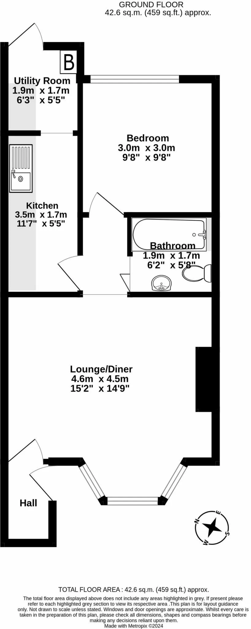 1 bed Ground Flat