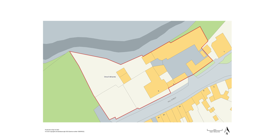 An extensive site to include farmhouse, outbuildings and gardens.