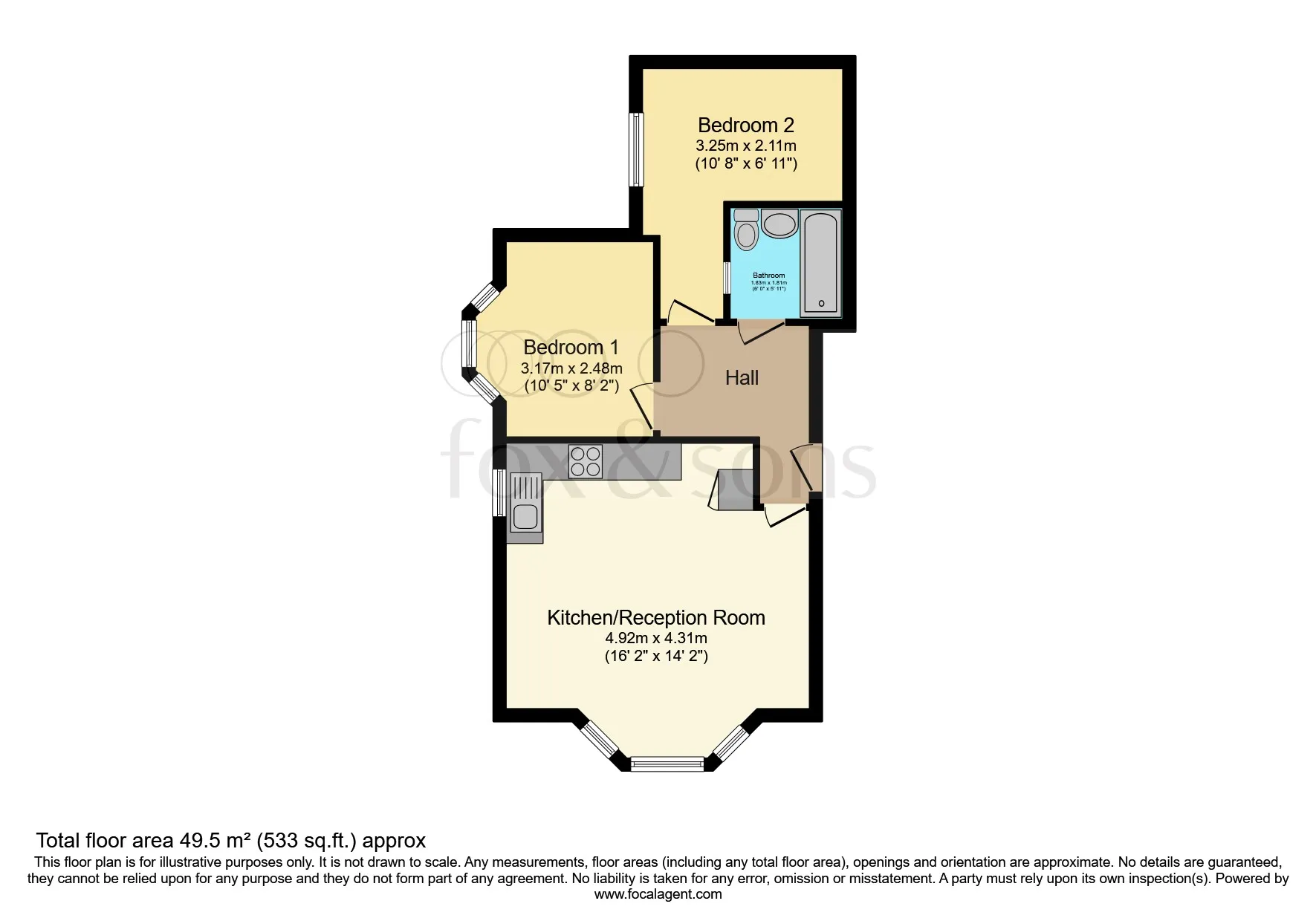 1 bed Ground Flat