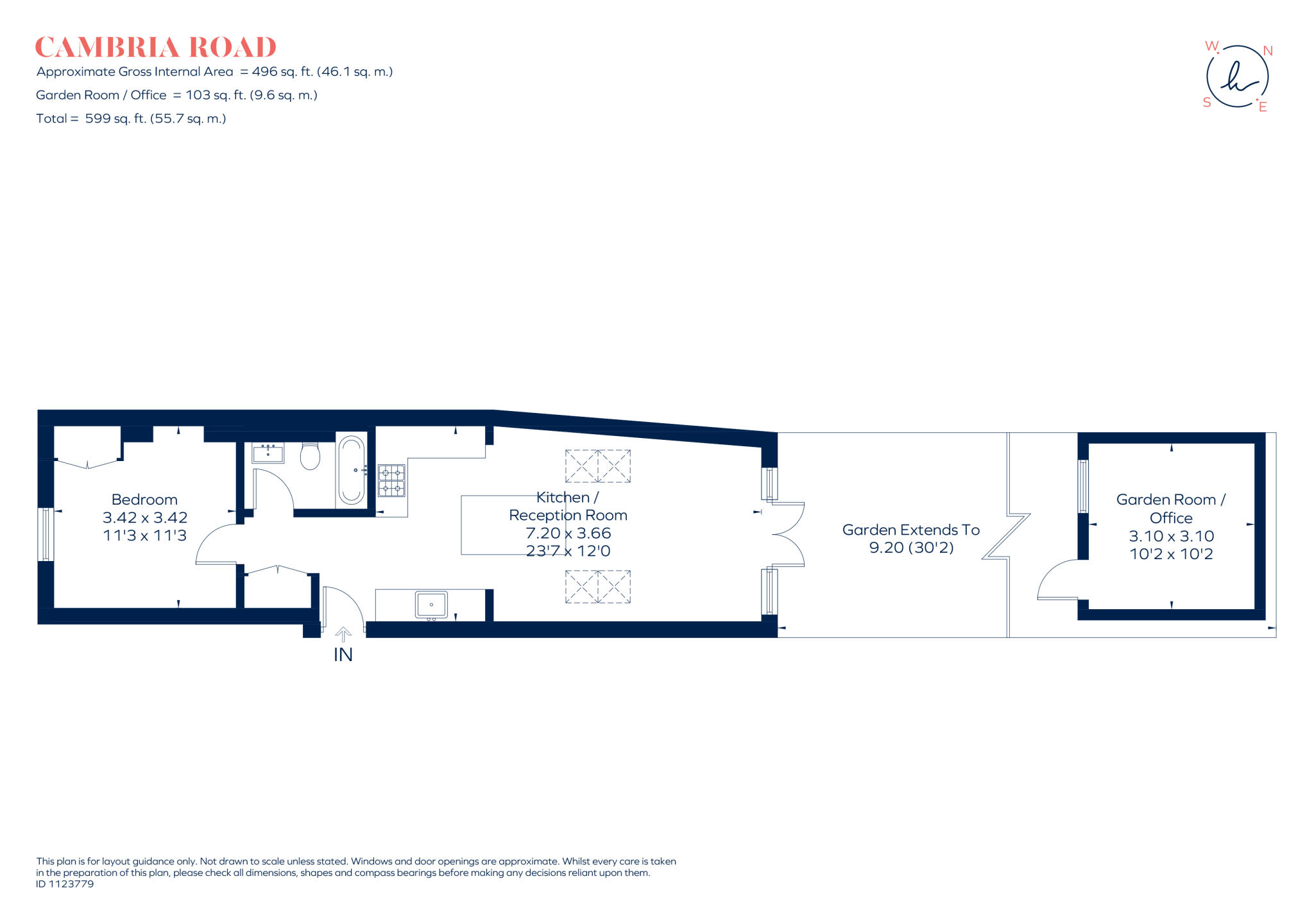 1 bed Ground Flat