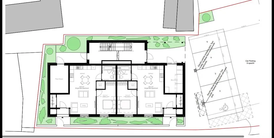LAND WITH PLANNING PERMISSION GRANTED FOR 6 APARTMENTS WITH PARKING