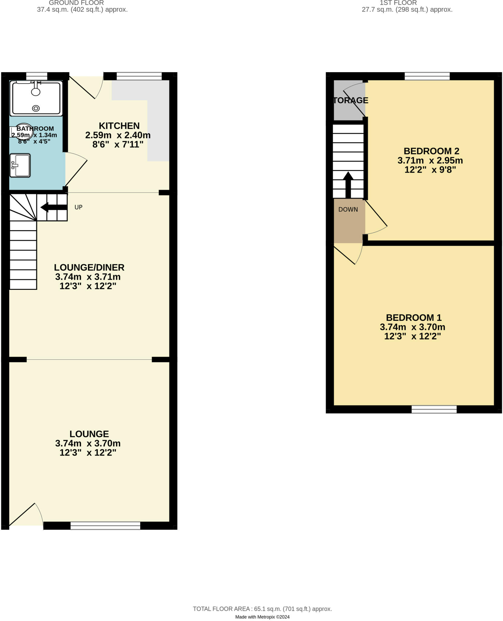 2 bed End of Terrace
