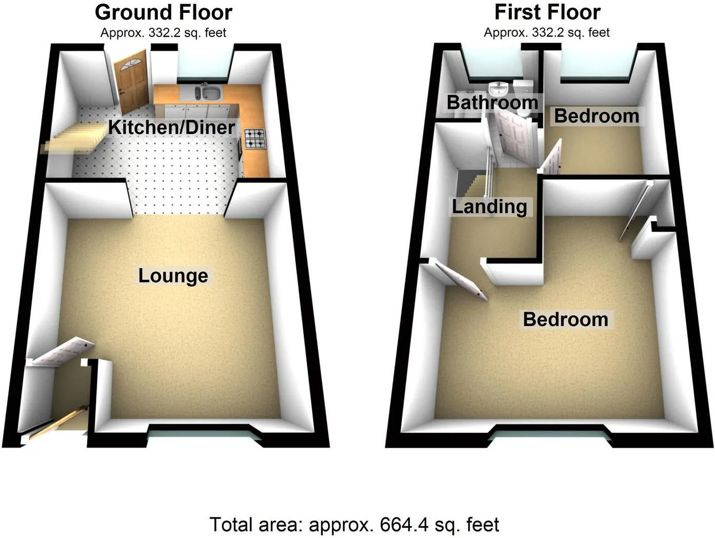 2 bed End of Terrace