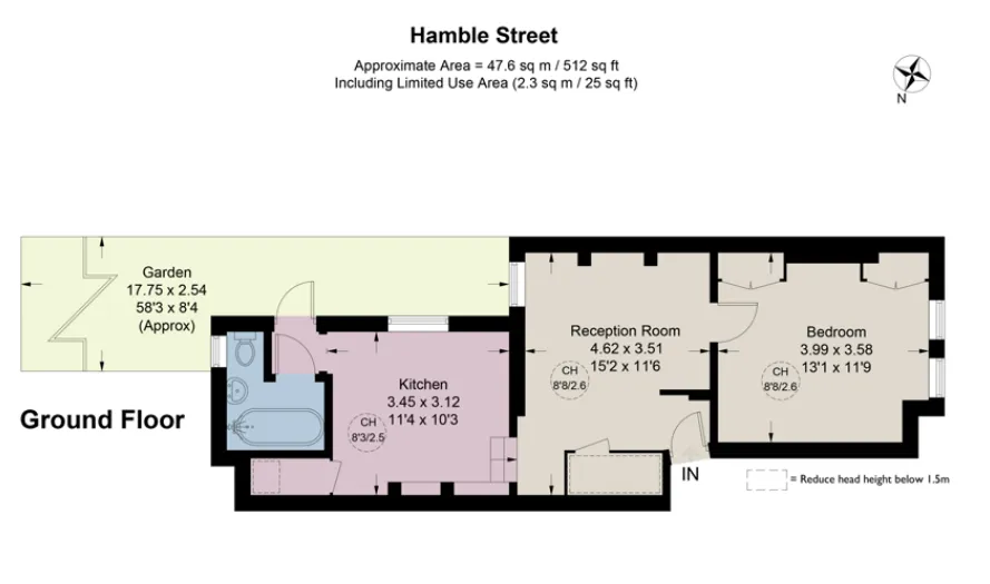 1 bed Ground Flat