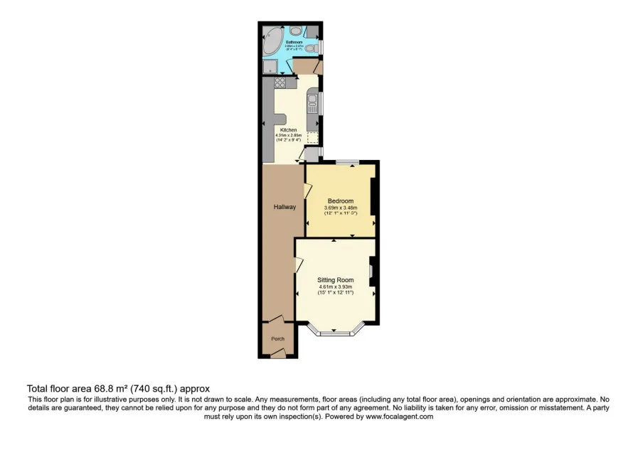 1 bed Ground Flat