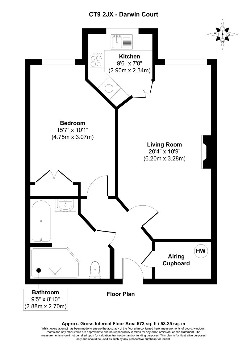 Flat 60 Darwin Court, Harold Road, Margate, Kent, CT9 2JX
