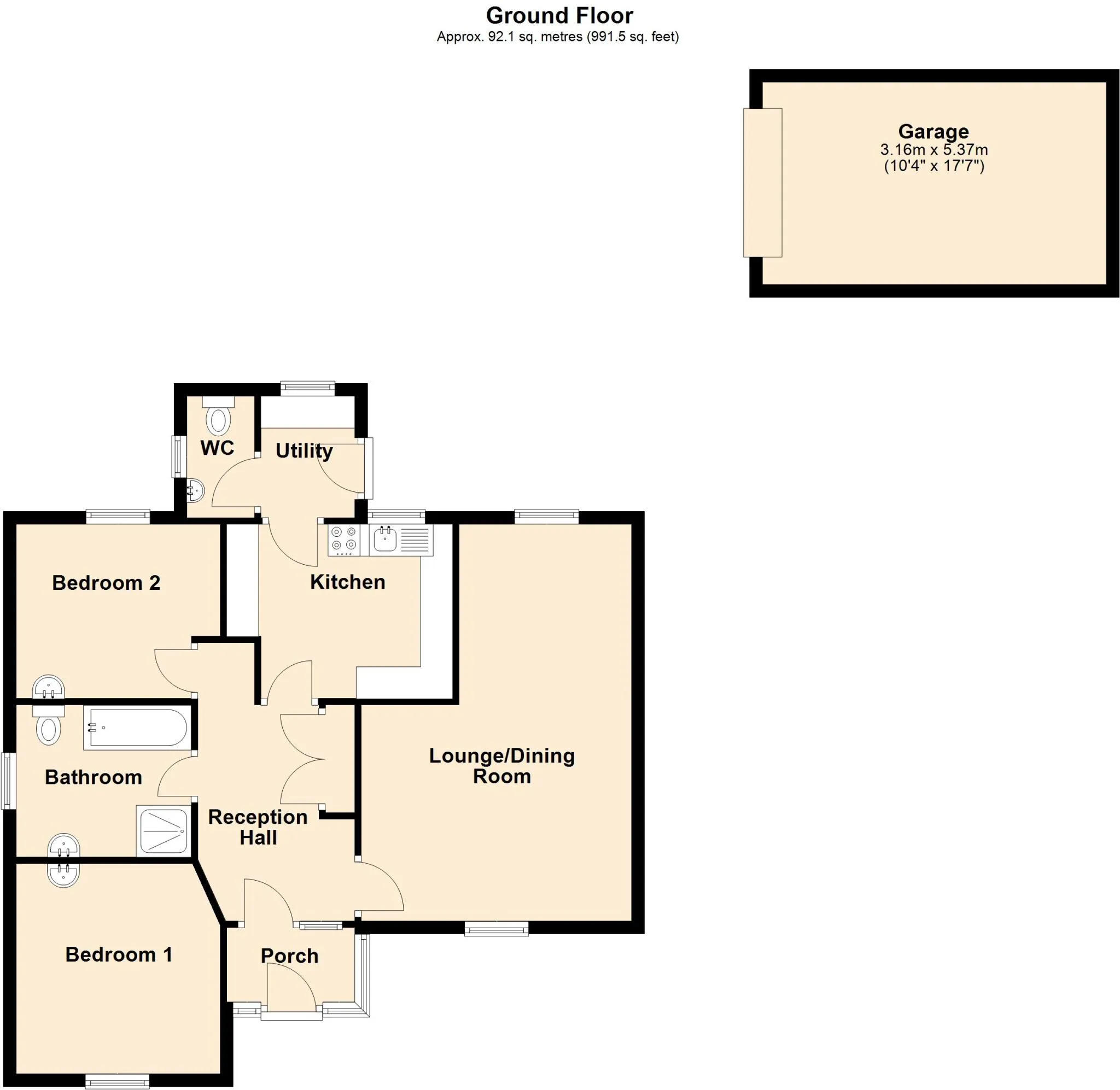 2 bed Detached Bungalow