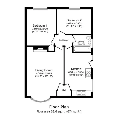 2 bed Semi-Detached Bungalow