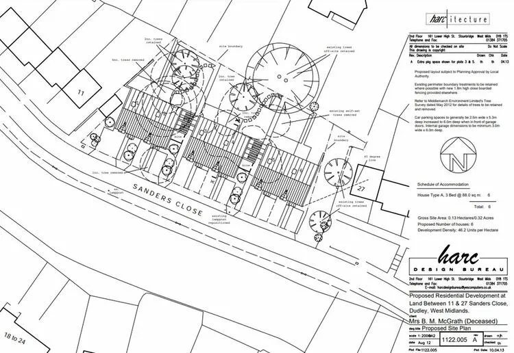 Housing Development between, 11 and 27 Sanders Close, Dudley DY2 8DP