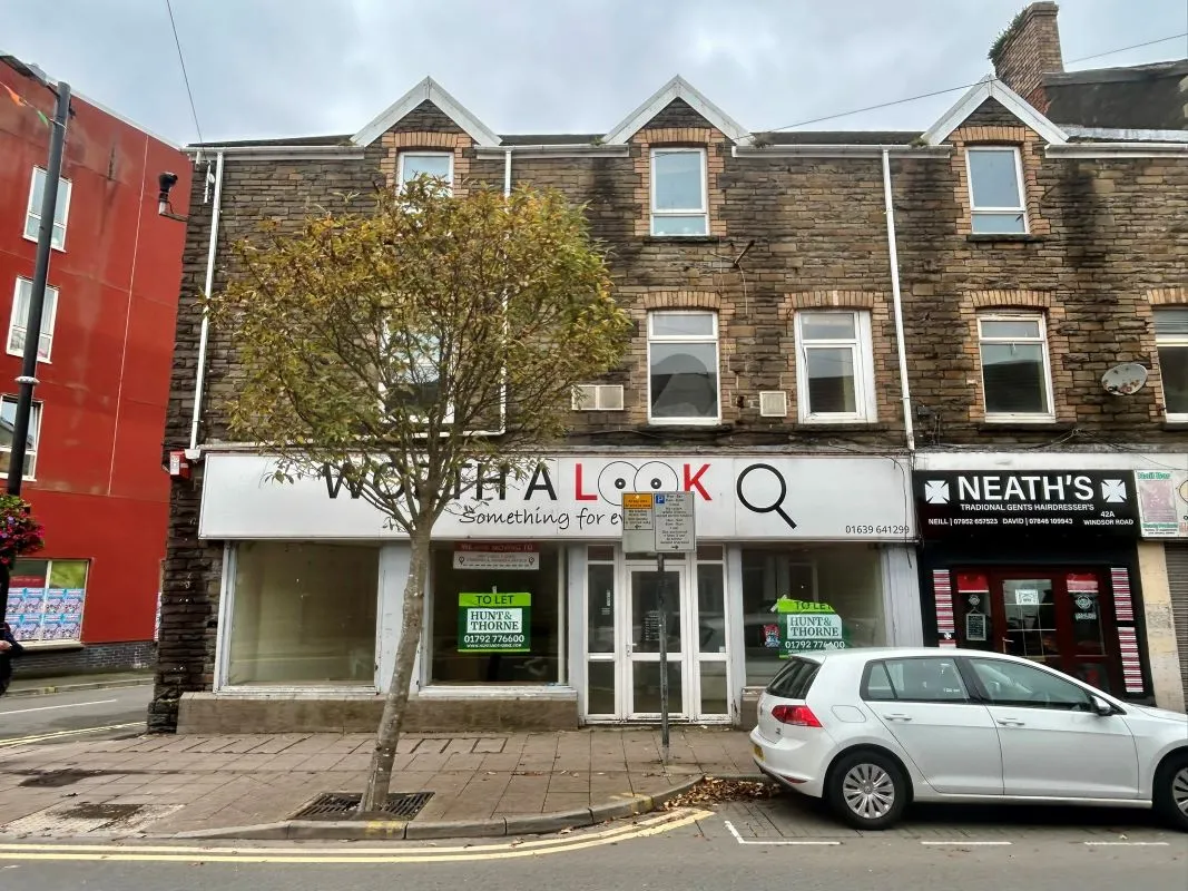 Opportunity to acquire this three storey end of terrace property in Neath. Three retail units to the ground floor with residential redevelopment opportunity to upper floors and a large rear car park.