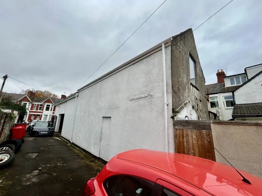 Detached garage/workshop facing Gelligaer Street in Cathays with two storey section to the rear of the property. Sold with vacant possession and with potential for a variety of uses, subject to consents.