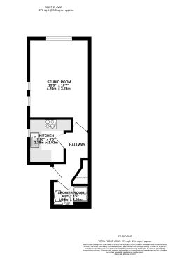 Modern Studio Flat with Separate Kitchen, 93 Commercial Road, Bournemouth, Bournemouth, BH2 5RT - Long Leasehold