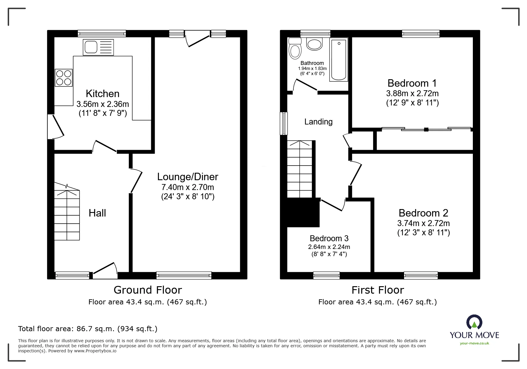 3 bed End of Terrace