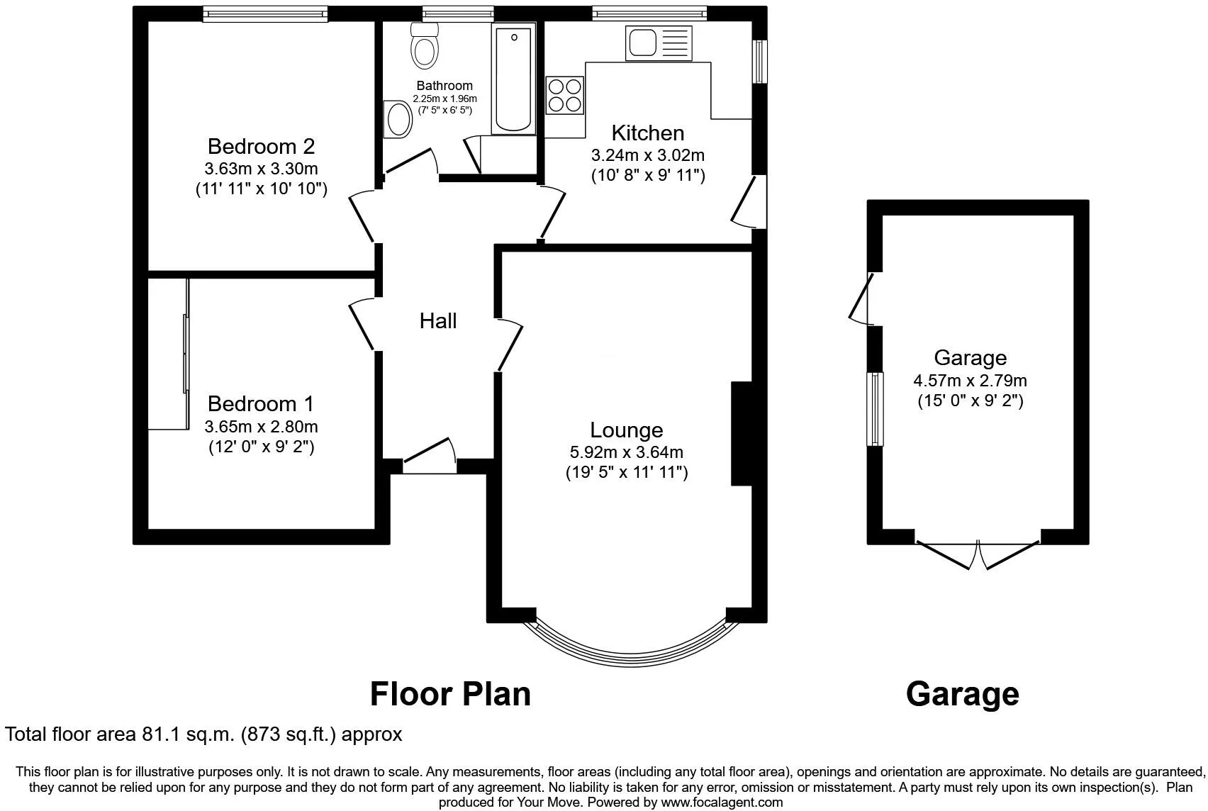 2 bed Semi-Detached Bungalow