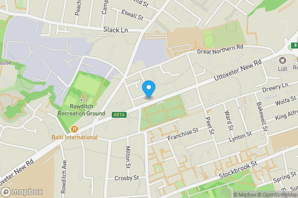 Map location for 166 Uttoxeter New Road, Derby, Derbyshire, DE22 3JB